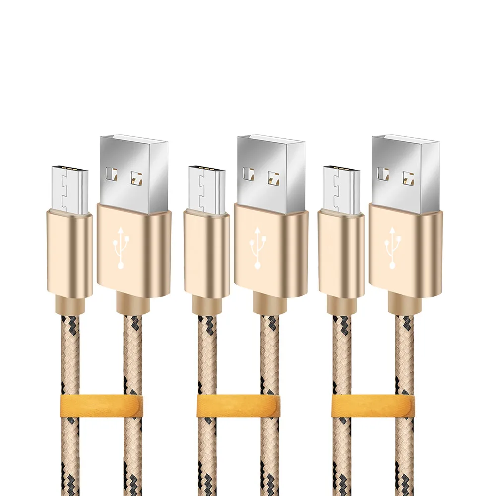 

Micro USB Cable 2.4A Fast Charging Metal Shell Gold-plated Connector Braided Wire Data Cable for Samsung Xiaomi LG