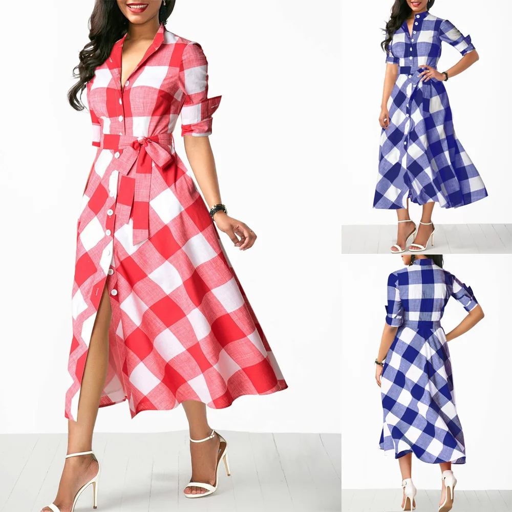 

Fashion Women Ladies Summer Long Maxi Dress Evening Party Beach Casual Short Sleeve Loose Dresses Sundress Red Blue