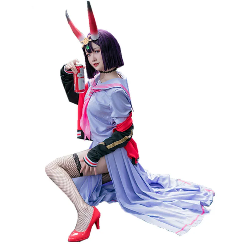 FGO Fate Grand Order Assassin Shuten-douji Косплей Костюм JK моряк Униформа COS пальто Хэллоуин Топ Юбка ожерелье носок