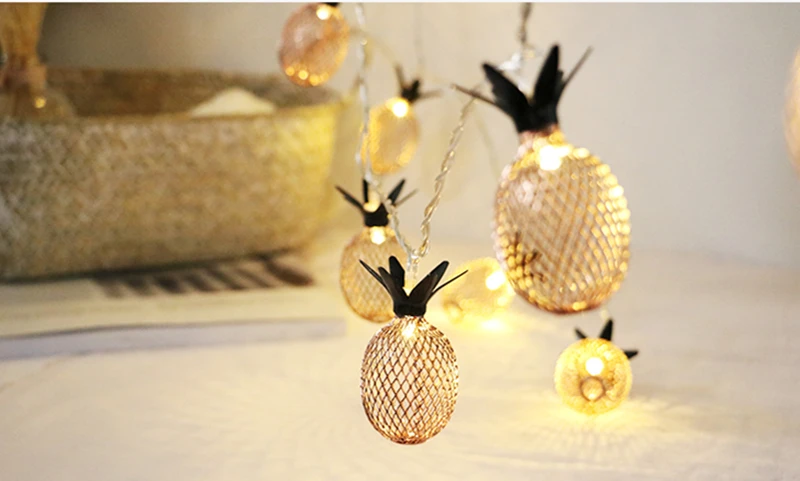 Details about  / Christmas Decoration Lights Golden Metal Tree Pineapple Star Moon String Lights