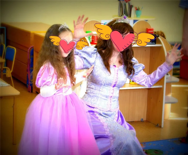Детские платья принцессы Софии и Рапунцель для девочек; Длинные вечерние платья; одежда для детей; карнавальный костюм на Рождество; маскарадный костюм для детей 4-10 лет