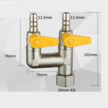 DN15 латунный Y Тип двойной контроль 1 вход 2 Выход шунтирующий клапан трехходовой газовый клапан переключатель шаровой клапан - Цвет: 10