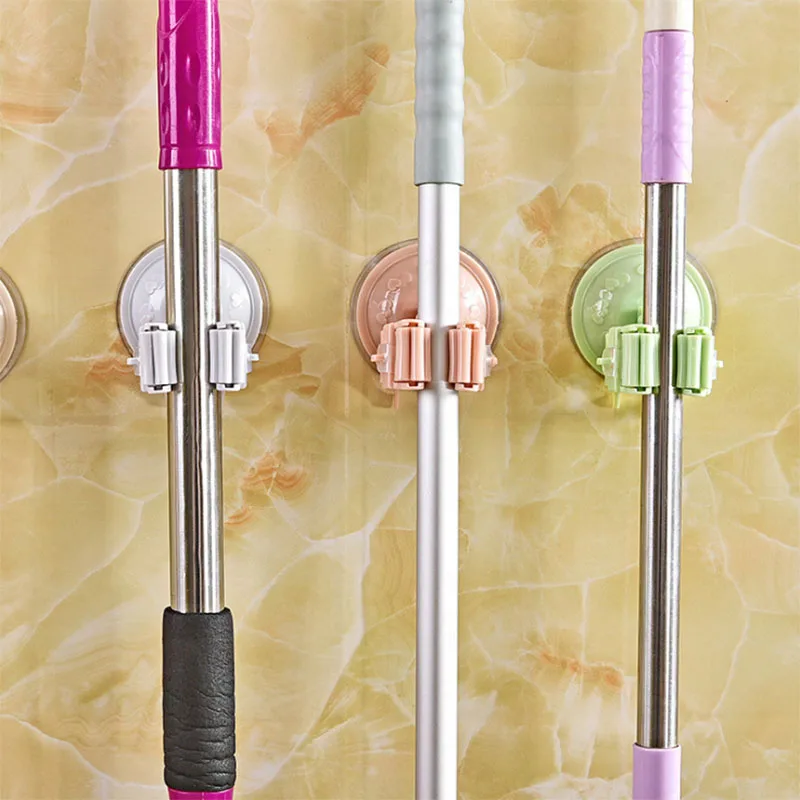 

Suction Wall Mounted Space Saving Brush Hanging Organizer Bathroom Storage Holder High Quality ABS Clean Tools Hooks Broom Rack