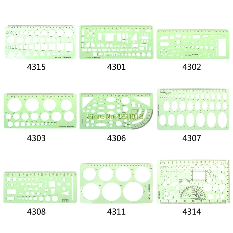 Зеленые пластиковые круги, Геометрический Дизайн Шаблон Линейка трафарет измерительный инструмент студентов Прямая поставка поддержка