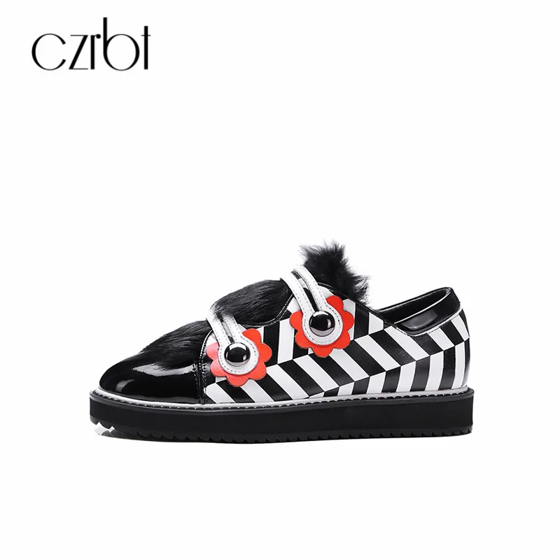 

CZRBT Occident Style Mary Janes Shoes Slip On Shoes Women Flat Autumn Genuine Leather Female Casual Women Shoes Mujer Zapatos