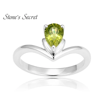 

Pear-shaped Manchurian Peridot 925 Sterling Silver Ring Simple Style Woman At the Party Gifts
