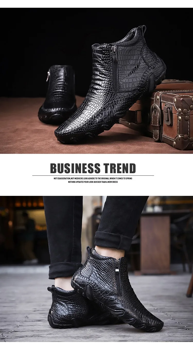 HKIMDL/Брендовые мужские ботинки; модель года; модные полуботинки martin из натуральной кожи; повседневные ботинки «Челси»; официальная обувь из крокодиловой кожи; размеры 38-47