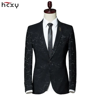 

2019 New fashion Men's blazers luxury casual clothing vintage wedding groom suit Men Floral Blazer jaqueta mascul