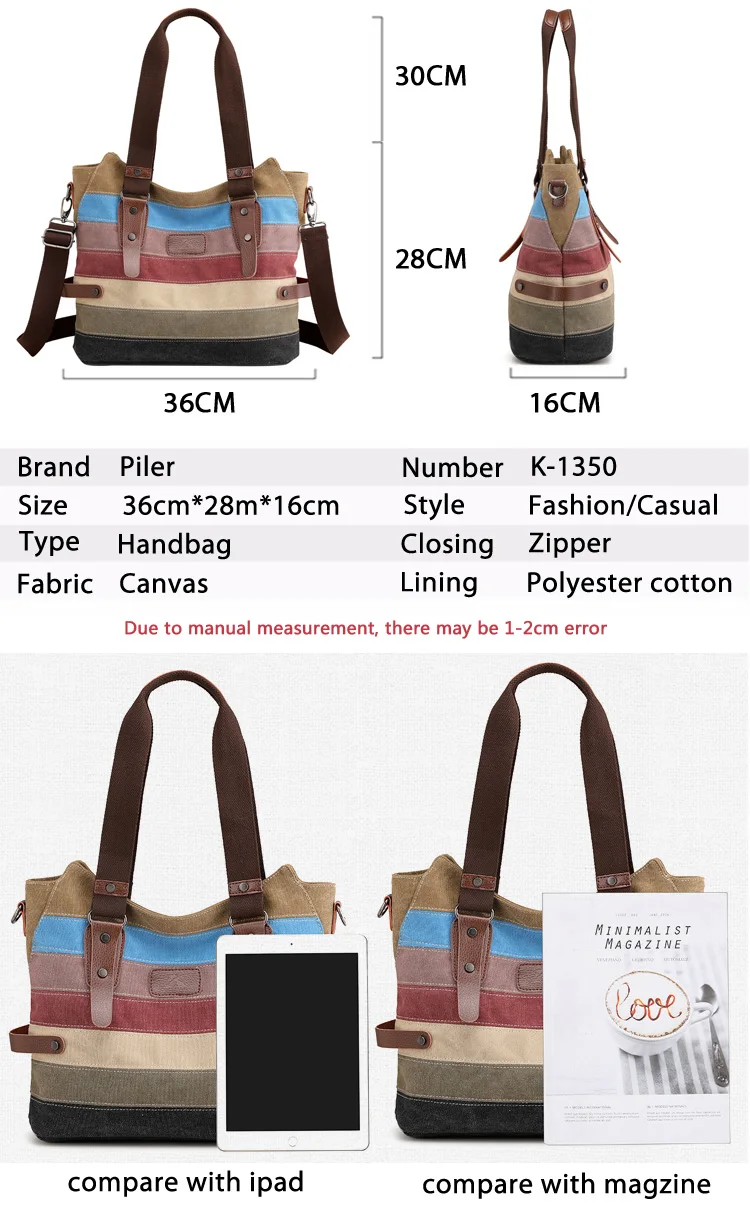 Винтажные Брендовые женские сумки, брезентовые роскошные сумки, женские сумки, Дизайнерские повседневные женские холщовые сумки на плечо, большие полосатые Лоскутные цветные