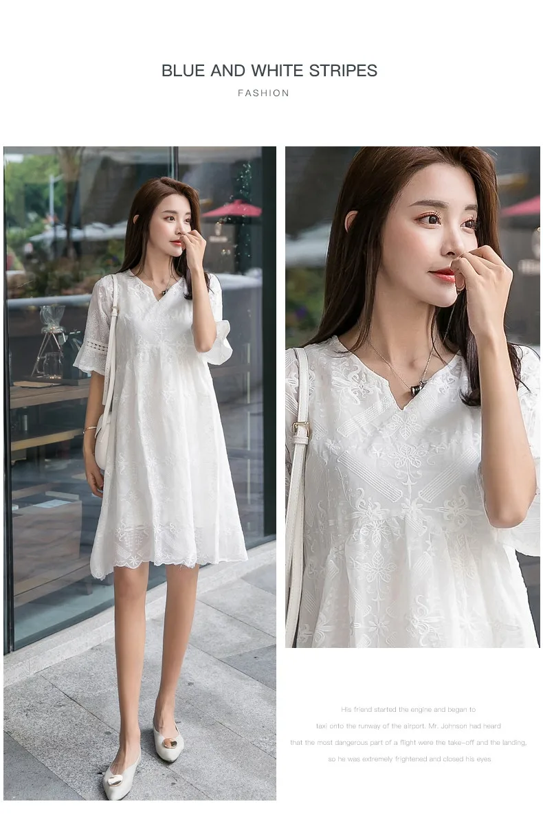 Sundress for pregnant women high waist Slim  lace skirt maternity dress two-piece Summer maternity clothes (13)