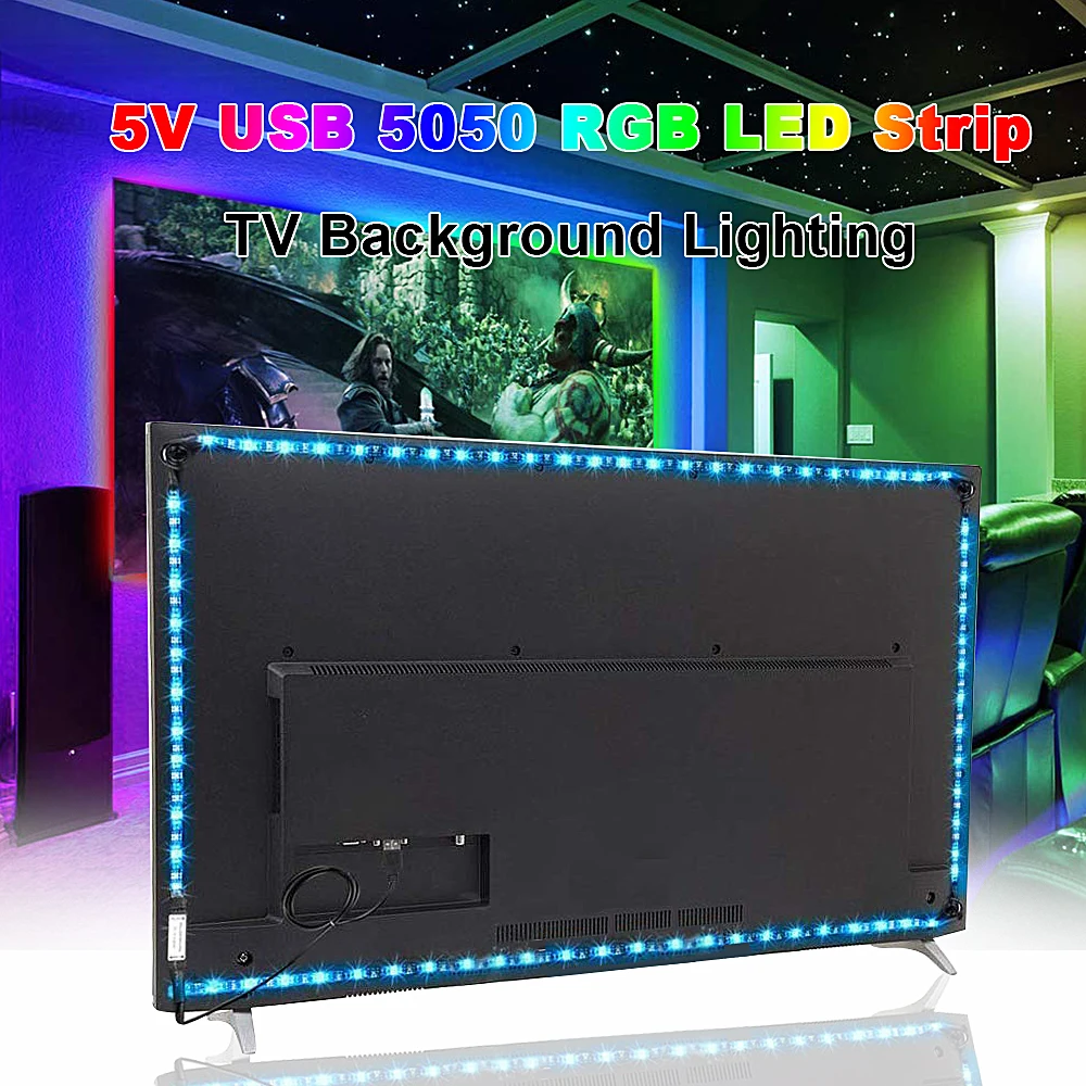 Гибкий USB led ночник ТВ Подсветка RGB Светодиодные ленты Диодная лента с пультом дистанционного управления, комплект ночного освещения лампы м, 1 м, 2 м, 3 м, 4 м, 5 м