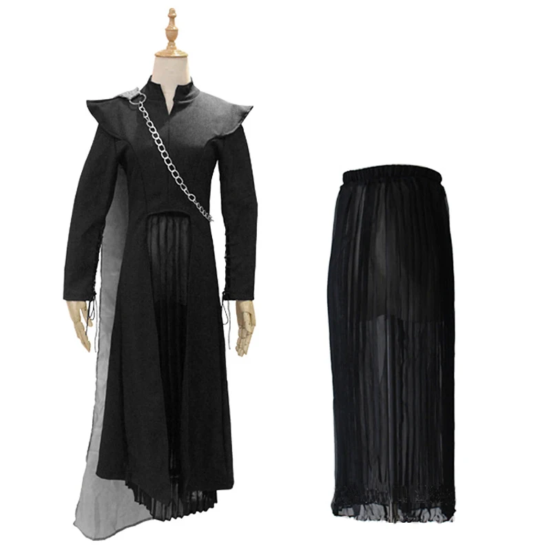 Игра Престолов Дейенерис Таргариен косплей костюм черный костюм наряд плащ юбки для женщин мать драконов аксессуары для Хэллоуина