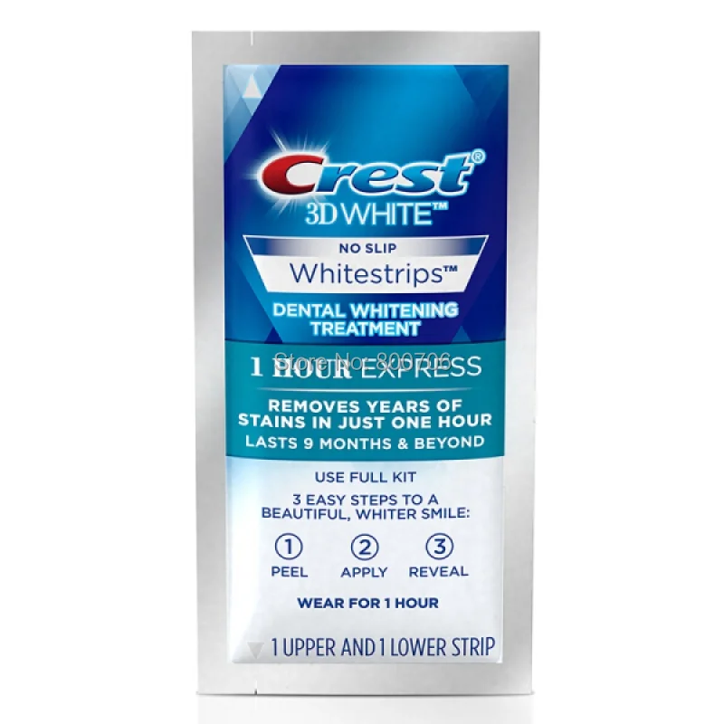 Полоски для отбеливания зубов Crest 3D 1 час Express отбеливающие полоски 3 способа