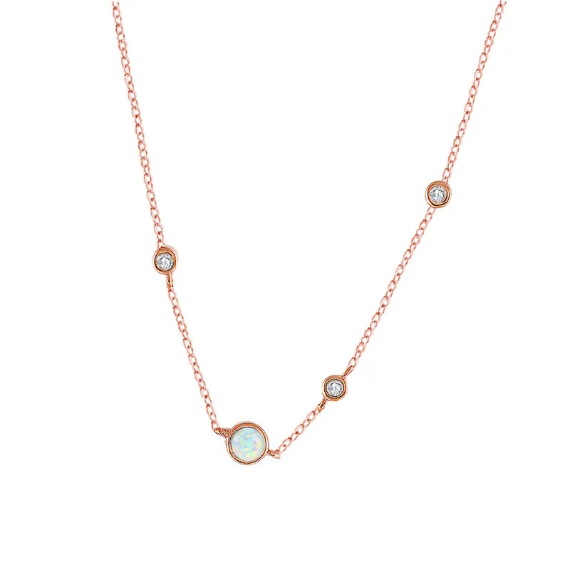 ROMAD, розовое золото, цепочка, ожерелье для женщин, опал, камень, простые подвески и ожерелья, обручальные ювелирные изделия, колье, femme R4 - Окраска металла: 2