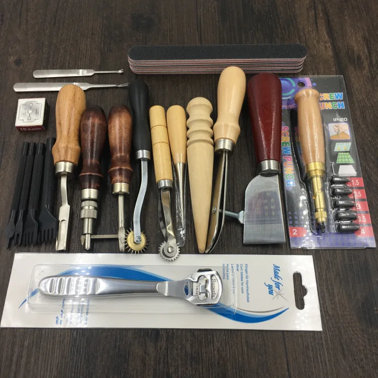 

18 PCS Leather Hand Tools for Leathercraft Set Costura Kit Punch Stitching Sewing DIY Tools