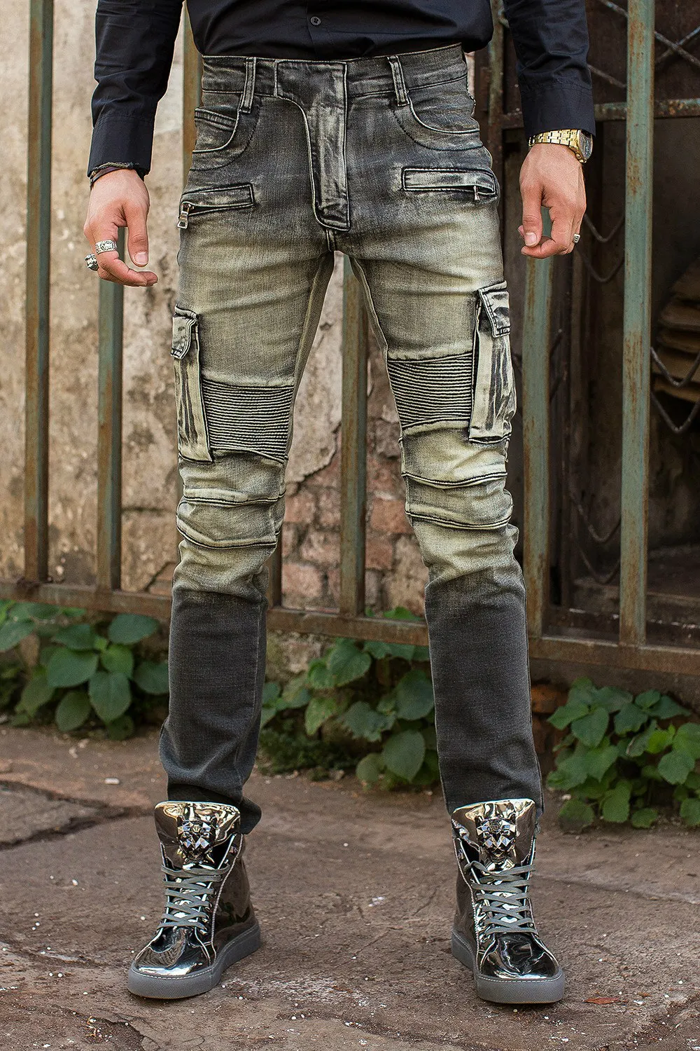 High Quality Design Fashion Men Jeans Slim Straight Denim Stretch Balmai Jeans Men Elastic Skinny Jeans