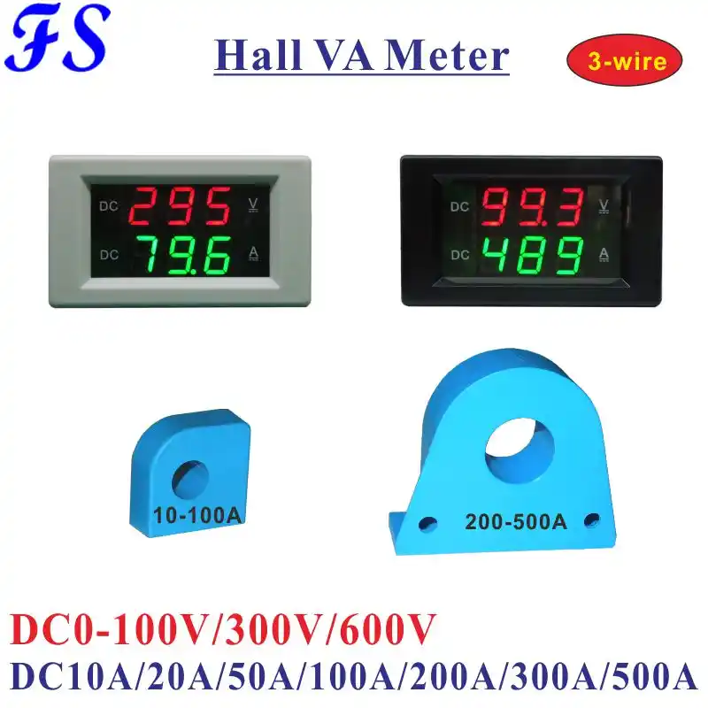 Yb45hvaホール電圧計電流計0 100v 300v 600v Dc a 50a 100a 0a 300a 500a 3線式電圧アンプパネルテスター Current Meters Aliexpress