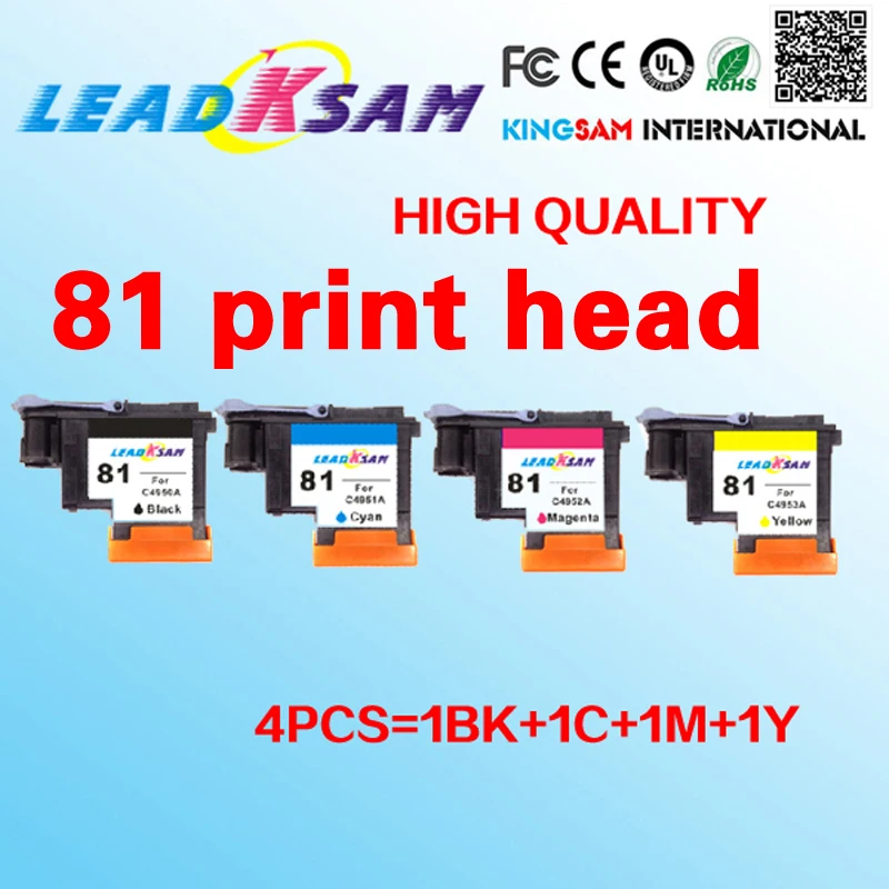 4x LeadKsam 81 печатающая головка совместима с hp81 C4950A C4951A C4952A C4953A для Design Jet 5000 5500PS|printhead