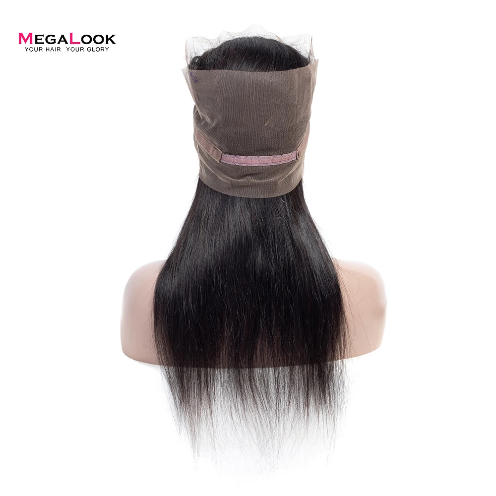 Megalook 360 кружева лобовое закрытие предварительно сорванные с ребенком волосы перуанские прямые Remy человеческие волосы 10-22 дюймов