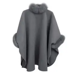 Осенне-зимняя Дамская обувь модная куртка пальто кашемировые женский природный Пушистый Большой меховой пальто плащ теплый свободный