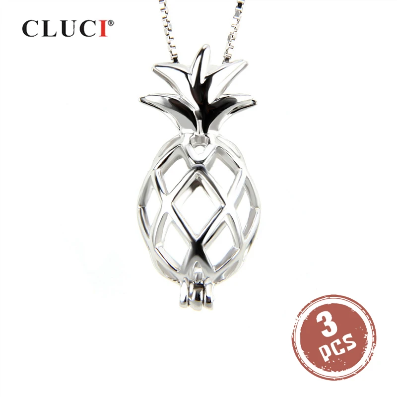 

Newest 925 sterling silver fruit locket necklace popular hollowed pineapple cage pendant