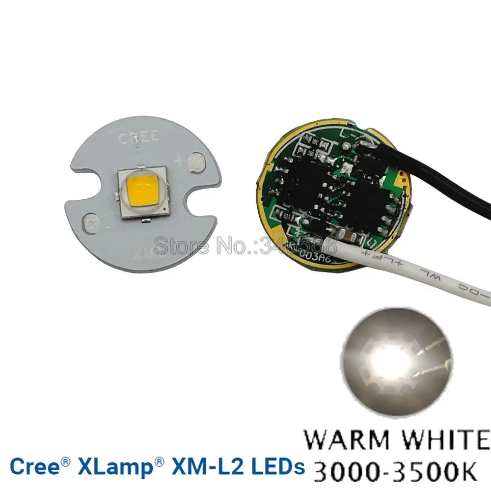 Cree 16 мм DC3.7V 2.5A драйвер 5 Режим+ XML2 XM-L2 T6 холодный белый нейтральный белый теплый белый 10 Вт Высокая мощность светодиодный излучатель 16 мм белый PCB - Испускаемый цвет: Warm White 16mm