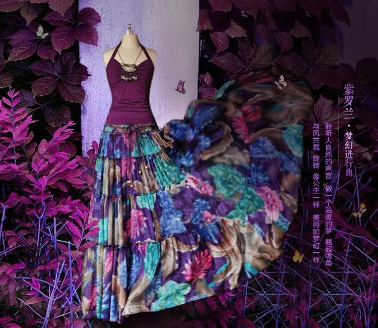 [LYNETTE'S chinoisero-boshow] Летняя женская сказочная фиолетовая шифоновая Макси-юбка оригинального дизайна