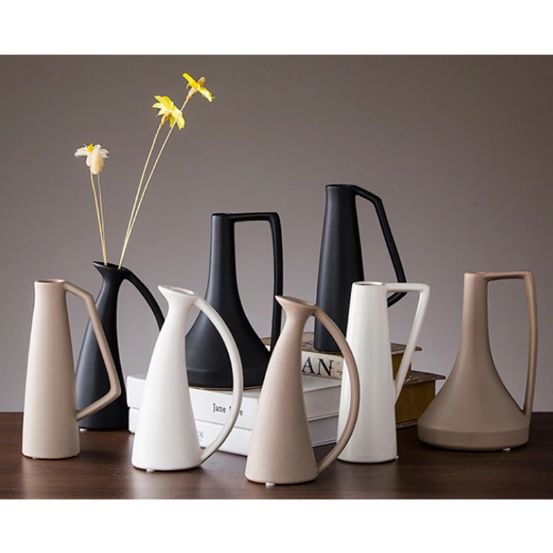 Скандинавская керамическая сушеная Цветочная ваза, украшение для современной гостиной, крыльца, ваза, креативная японская ваза дзен, украшение для дома