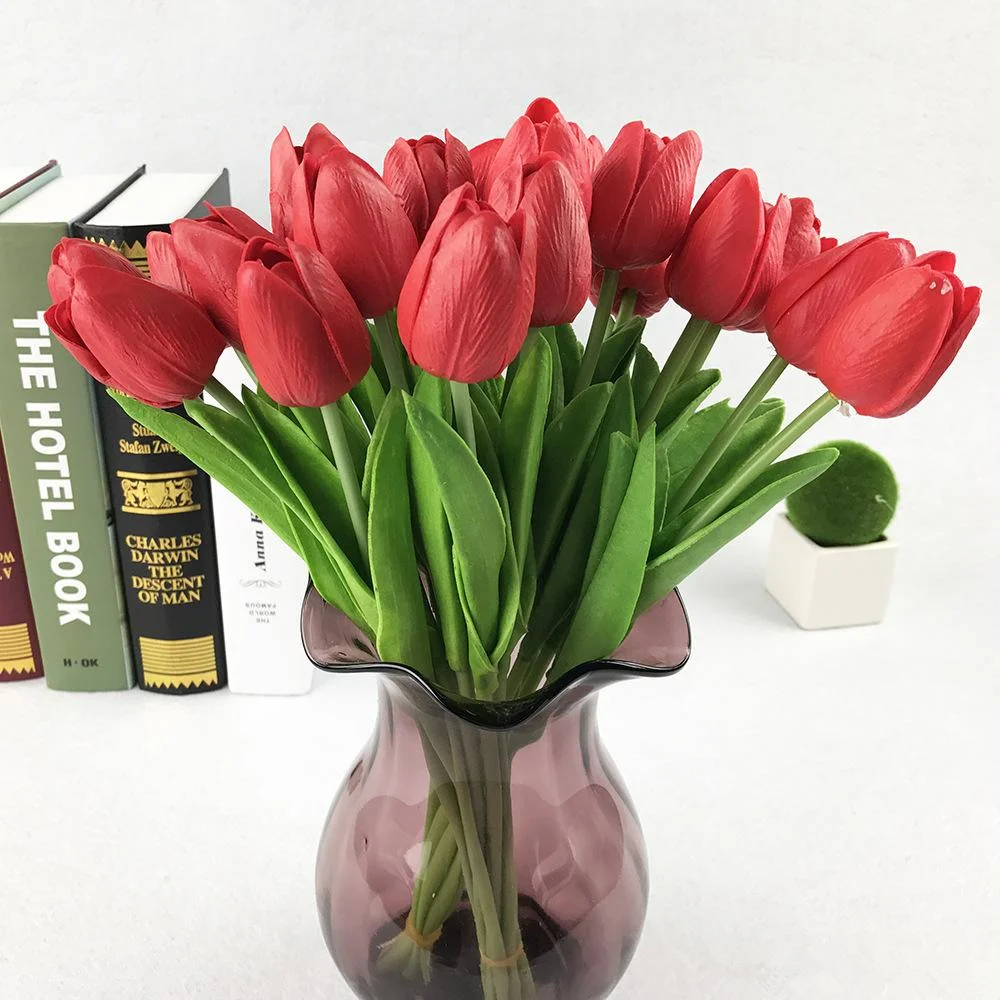 16 цветов искусственные тюльпаны цветы искусственные DIY букет невесты Домашняя вечеринка, праздник украшения Цветы длиной 34 см
