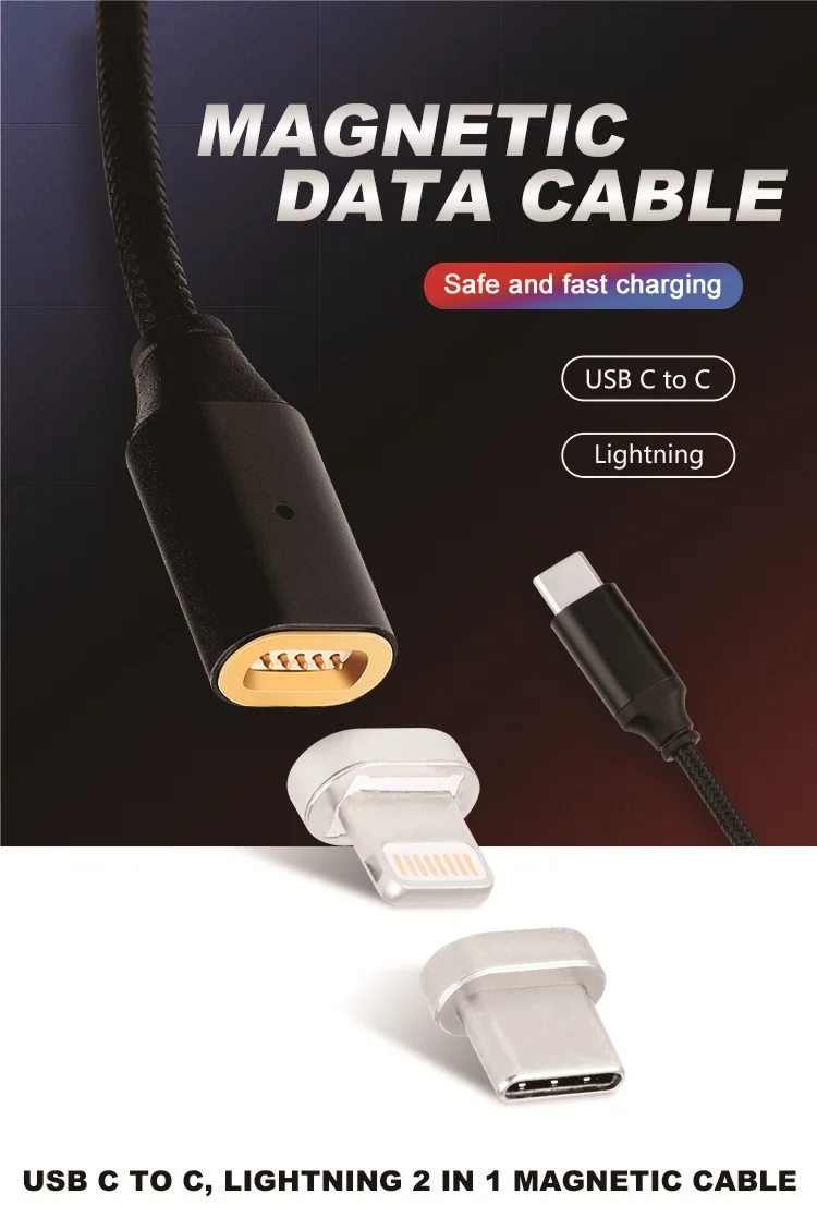 

MagSafe USB C Magnetic Type-C to Type-C/Lightning/MicroUSB Fast-Charge Cable for iPhone XS Max XR, Xiaomi mix, Huawei Mate pro
