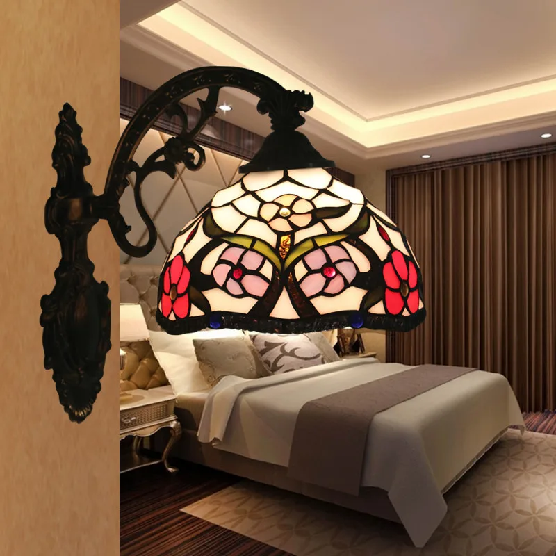 Стеклянный абажур винтажный светодиодный настенный светильник в стиле барокко, Европейский, для гостиной, спальни, настенный светильник