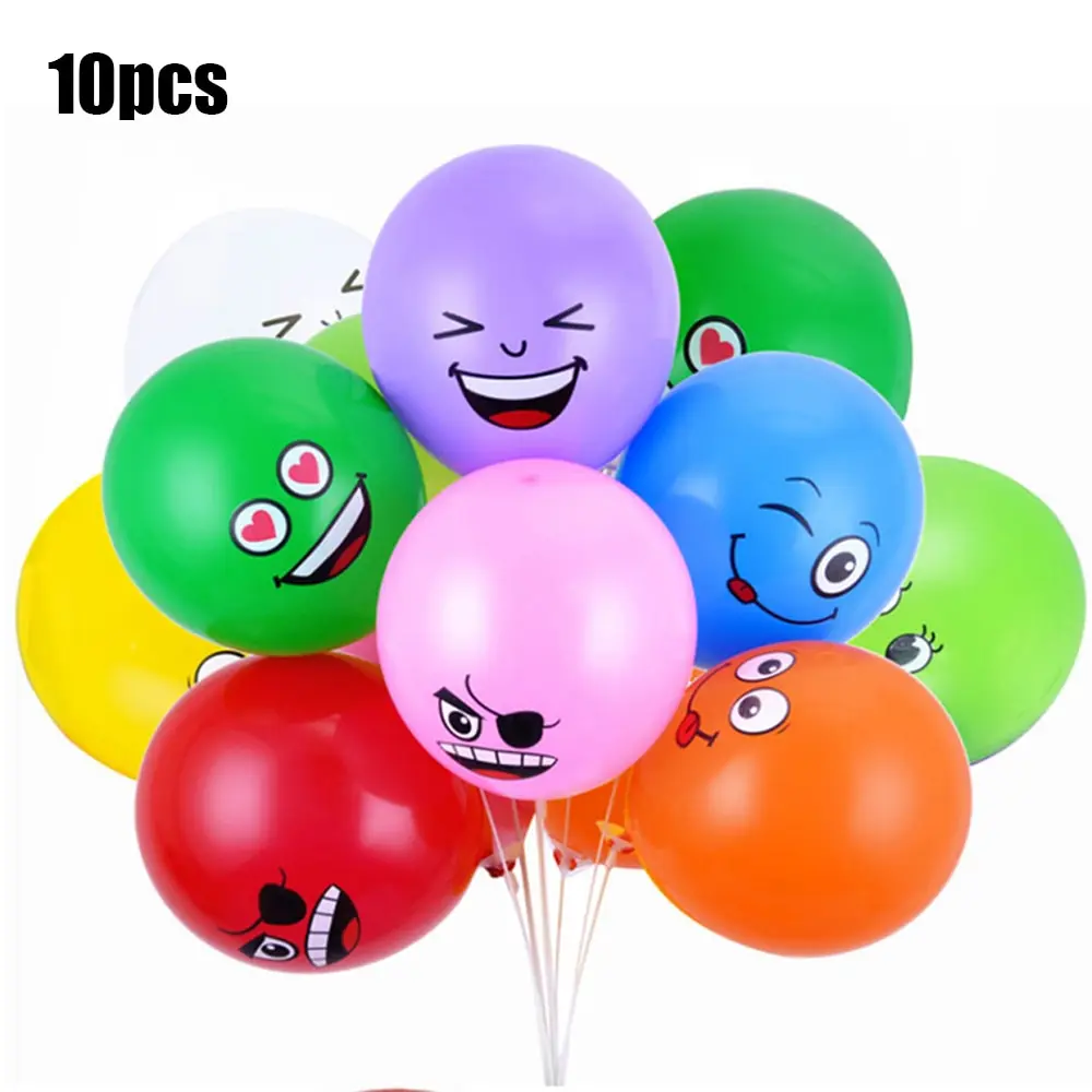 

10pcs/set Multi-color Cute Printed Big Eyes Emoji Smiley Face Latex Balloons for Party Birthday Holiday Home Decoration