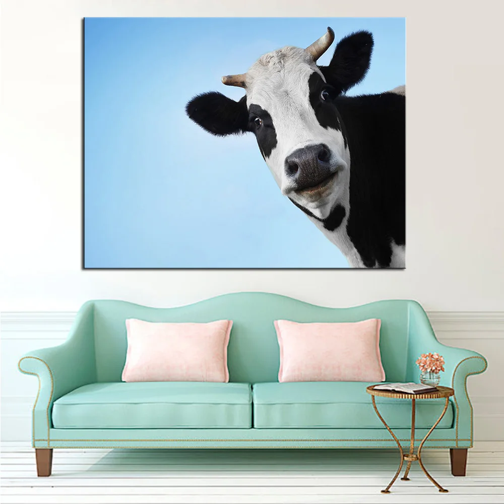 DPARTISAN COW FACE FUNNY wall pictures pop art print Wall Painting