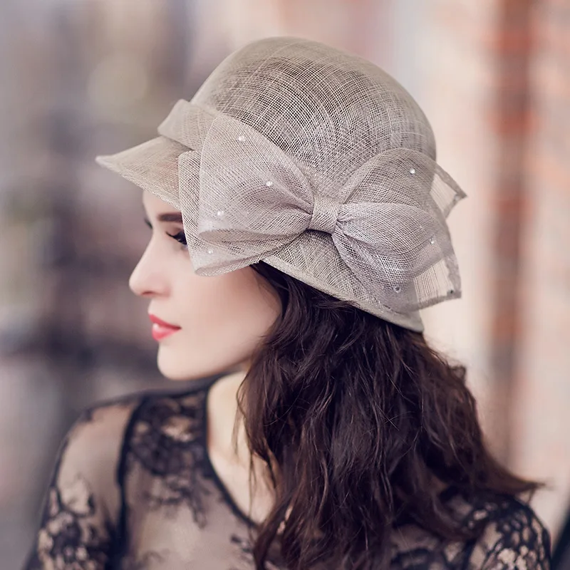 Элегантные серые фетровые шляпы для женщин в европейском и американском стиле, вечерние фетровые шляпы для банкета, шляпы на весну-лето H7115