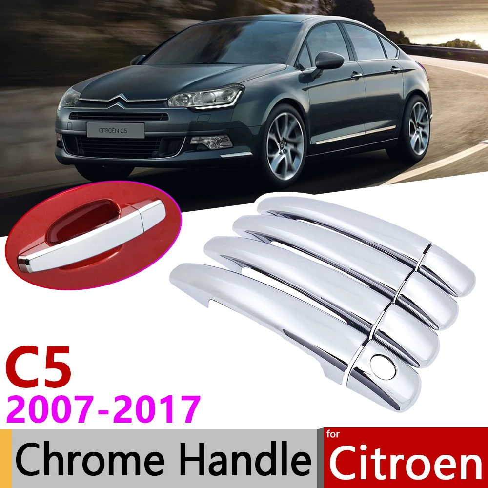 

for Citroen C5 RD TD 2007~2017 Chrome Door Handle Cover Car Accessories Stickers Trim Set 2009 2010 2011 2013 2014 2016 2017