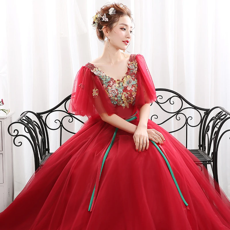 Ruthshen Новый Vestido де Quinceanera Росадо Бальные платья Красный Пышное Платье Винтаж платье для выпускного вечера с аппликацией для 15 подростков