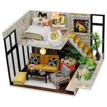 DIY Кукольный дом мебель миниатюрный для кукольного домика светильник деревянный дом для кукол игрушки для детей подарок счастье чашка кофе
