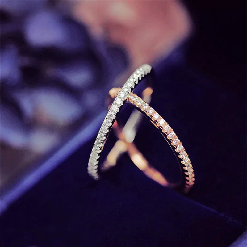 GS женское кольцо Простые кубические циркониевые кольца для женщин розовые, золотые, серебряные цвета обручальное кольцо невесты ювелирные изделия размер от 6 до 10 R5F