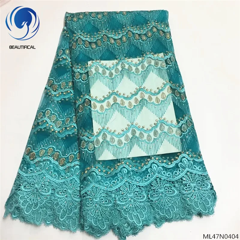 

Beautifical african tulle laces fabrics african laces with rhinestones 2019 high quality wedding fabric 5yards/lot ML47N04
