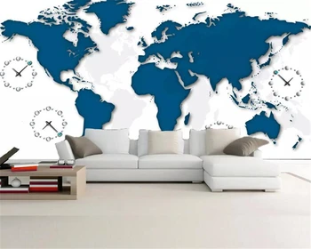 

beibehang Custom wallpaper world time map clock bar KTV background wall decorative painting papier peint wallpaper for walls 3 d