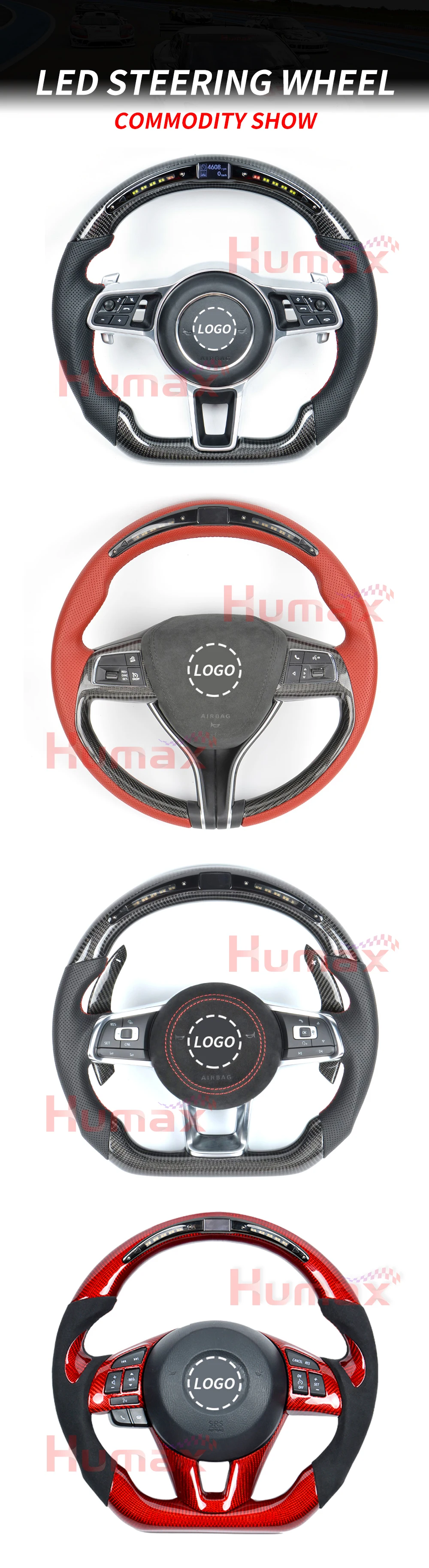 Светодиодный дисплей гоночный руль с ЖК-экраном для гольфа 7/CC углеродное волокно и пористая/Флип меховая кожа