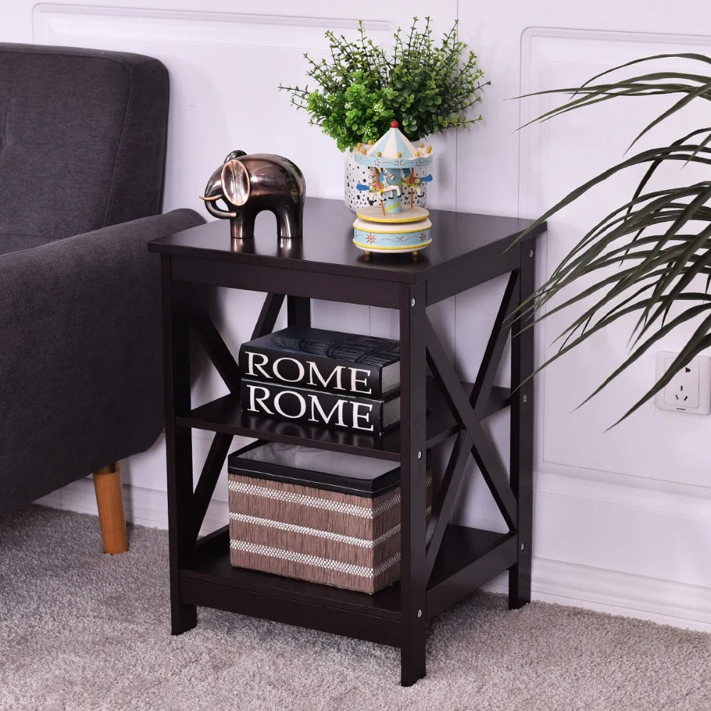 Goplus 3 Tiers Nightstand Modern End Table Storage Display Shelf Living Room Furniture White New Side Coffee Tables HW56201