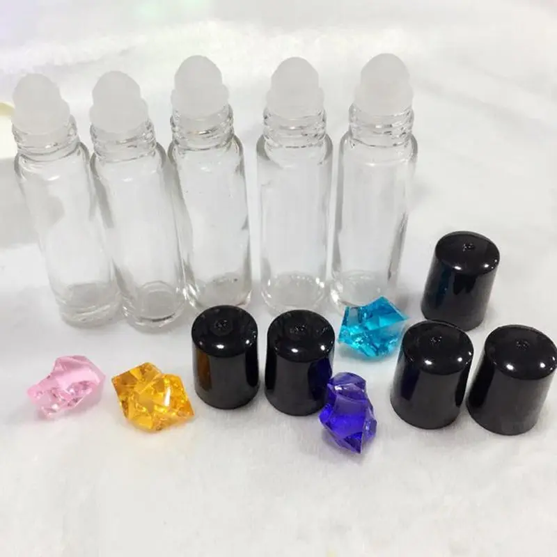 

200pcs/lot 10ml Clear Glass Roll On Essential Oils Perfume Aromatherapy Bottle With Stainless Steel Roller Ball