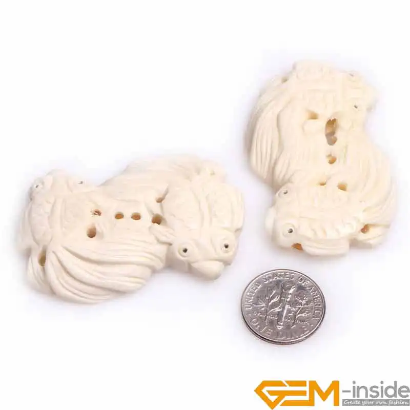 Big Large Carved Bone Animal Fish Beads Loose Bead For Jewelry Making