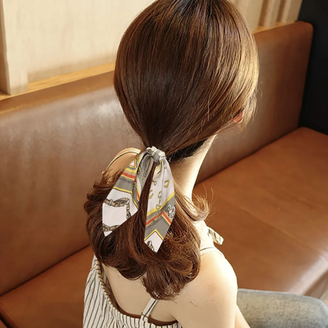 6 шт Для женщин Scrunchie цветочный Леопардовый шарф для волос резинка с бантом Резинки для волос Scrunchie лентой хвост Зажим Для Волос Аксессуары