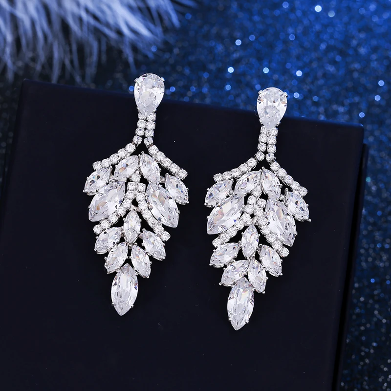 Buy elegant cubic zirconia earrings big long drop