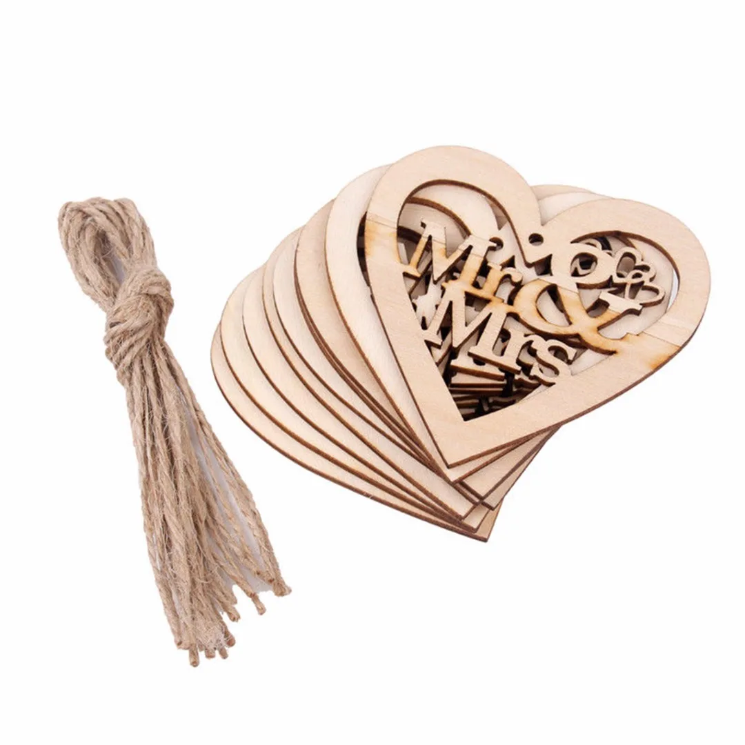 10Pcs Wooden Love Heart Hanging Decor Wedding Gifts Wedding Pendant Craft Decoration Party Decor Supplies
