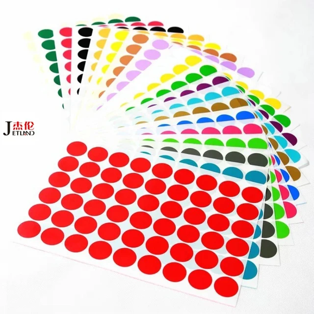 A4 mix color label sheets round stickers 1CM 2CM 2.5CM 3CM 4CM 5CM