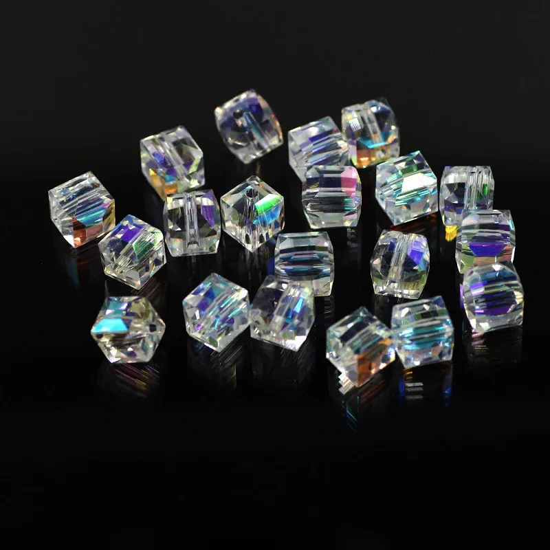 AB Color Crystal Square Beads For Jewelry Making Decorative Glass DIY Beads Material Crystal Cube Beads