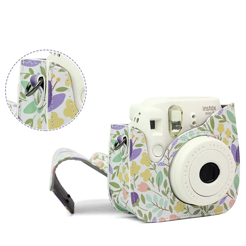 Сумка для камеры на ремне защитный чехол Красочные Лесные узоры кожаная сумка для камеры Fujifilm Instax Polaroid Mini 7 8/MINI8+/9